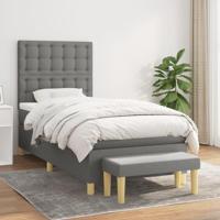 Boxspring met matras stof donkergrijs 100x200 cm - thumbnail