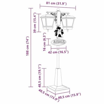 Kerststraatlamp met 2 lantaarns Rood 80 x 40,5 x 188 cm Metaal Kerststraatlamp met 2 lantaarns Rood 80 x 40,5 x 188 cm Metaal