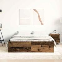 Bedframe zonder matras bewerkt 140x190 cm bewerkt hout oud - thumbnail
