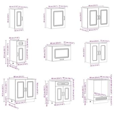 14-delige Keukenkastenset Kalmar bewerkt hout artisanaal eiken