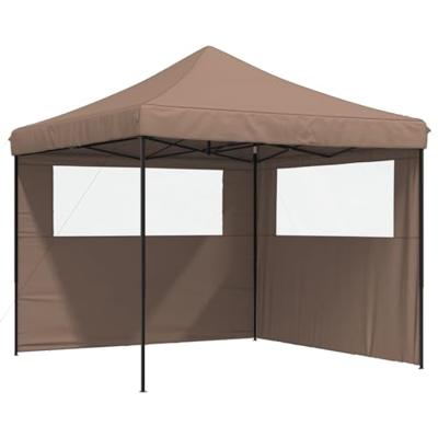 VidaXL Partytent inklapbaar pop-up met 2 zijwanden bruin - thumbnail