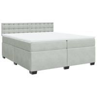 Boxspring met matras fluweel lichtgrijs 200x200 cm - thumbnail