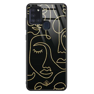 Samsung Galaxy A21s glazen hardcase - Abstract faces