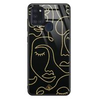 Samsung Galaxy A21s glazen hardcase - Abstract faces - thumbnail