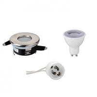 LED Inbouwspot Set GU10 - Dimbaar - Waterdicht IP65 - Mat Chroom - 6400K - thumbnail
