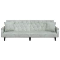 Slaapbank met armleuningen fluweel lichtgrijs - thumbnail