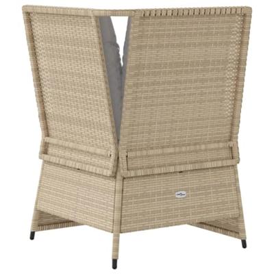 Tuinhoekbank met kussens poly rattan beige