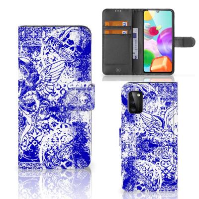 Telefoonhoesje met Naam Samsung Galaxy A41 Angel Skull Blauw Telefoonhoesje met Naam Samsung Galaxy A41 Angel Skull Blauw