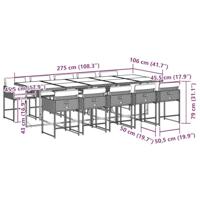 11-delige Tuinset met kussens poly rattan grijs - thumbnail