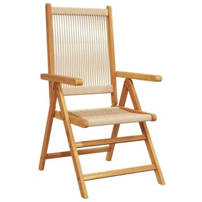 Tuinstoelen 2 st massief acaciahout en polypropeen beige - thumbnail