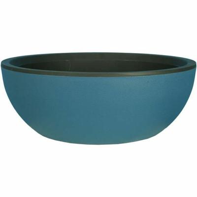 RIVIERA COUPE GRANIT ronde bloembak - Kunststof - Diameter 40 cm - Blauw
