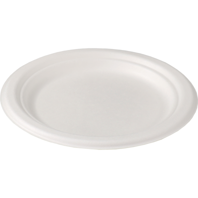 Depa Bord | rond | 1-vaks | bagasse (suikerrietpulp) | Ø18cm | wit | 120 stuks