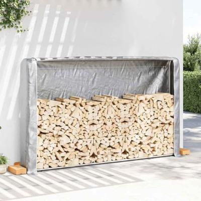 VidaXL Haardhoutrek met regenhoes 250x25x150 cm gegalvaniseerd staal