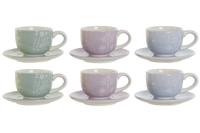 Set van koffiekopjes DKD Home Decor Blauw Wit Groen Lila Metaal Dolomite 180 ml - thumbnail