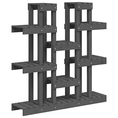 VidaXL Plantenstandaard grijs 104,5x25x109,5 cm massief grenenhout VidaXL Plantenstandaard grijs 104,5x25x109,5 cm massief grenenhout