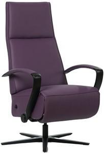 Paarse leren industriële relaxfauteuil Idol - staal zwart frame met stervoet - zithoogte hoog - Toledo Leer Aubergine (paars leer)