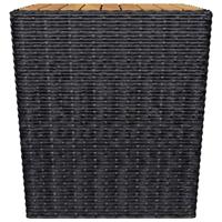 3-delige Bistroset poly rattan en massief hout zwart - thumbnail