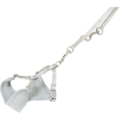 Trixie junior puppytuig soft met riem lichtgrijs Trixie junior puppytuig soft met riem lichtgrijs