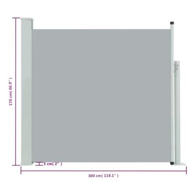 Tuinscherm uittrekbaar 170x300 cm grijs