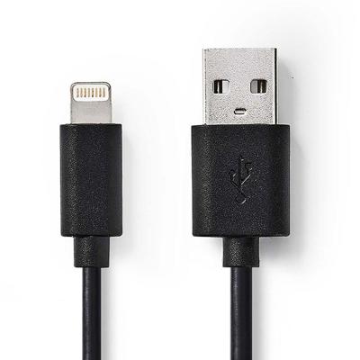 Sync and Charge-Kabel | Apple Lightning 8-Pins Male - USB-A Male | 2,0 m | Zwart