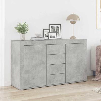 Dressoir met lade Betongrijs 120 x 36 x 69 cm Bewerkt hout