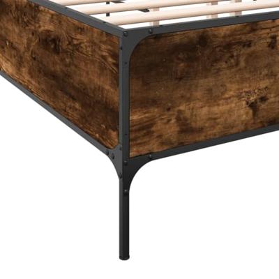 Bedframe bewerkt hout metaal gerookt eikenkleurig 160x200 cm