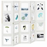 Kamerscherm met 5 panelen massief paulowniahout wit - thumbnail