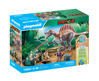 PLAYMOBIL 71820 Spinosaurus, onderzoeker en voertuig met draaibare kraan, dino's, 60 onderdelen, vanaf 4 jaar PLAYMOBIL 71820 Spinosaurus, onderzoeker en voertuig met draaibare kraan, dino's, 60 onderdelen, vanaf 4 jaar