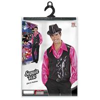 Glittervest pailletten zwart man - thumbnail