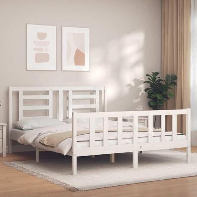 Bedframe zonder matras massief grenenhout wit 160x200 cm