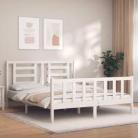 Bedframe zonder matras massief grenenhout wit 160x200 cm - thumbnail