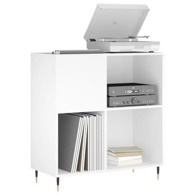 Platenkast 84,5x38x89 cm bewerkt hout wit - thumbnail