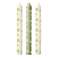 Gepimpte dinerkaars groen met bloemen - thumbnail