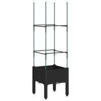 Plantenbak met latwerk 40x40x142,5 cm polypropeen zwart - thumbnail