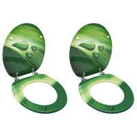 Toiletbrillen met deksel 2 st waterdruppel MDF groen - thumbnail