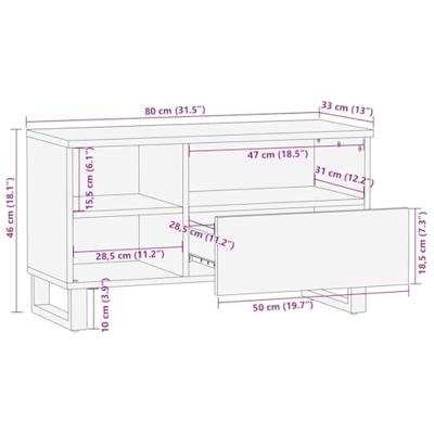 Tv-meubel 80x33x46 cm massief mangohout zwart