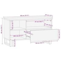 Tv-meubel 80x33x46 cm massief mangohout zwart - thumbnail