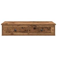Wandschap met lades 80x31x17 cm bewerkt hout oud houtkleurig - thumbnail