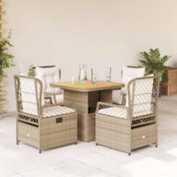 5-delige Tuinset met kussens poly rattan beige - thumbnail