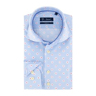 Sleeve7 Heren Overhemd Lichtblauw Bloemen Print Modern Fit Sleeve7 Heren Overhemd Lichtblauw Bloemen Print Modern Fit