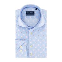 Sleeve7 Heren Overhemd Lichtblauw Bloemen Print Modern Fit - thumbnail