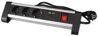 Stekkerdoos Perel bureau 3-voudig met schakelaar incl. 2 USB-poorten 1.4m zwart - thumbnail