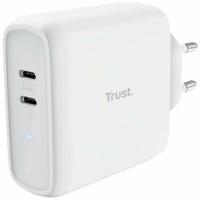 Trust Maxo Oplader USB-C 65W, 2 USB-C Poorten, 75% Gerecycled Materiaal, Snellader Fast USB C Charger Reislader voor iPhone iPad Samsung Galaxy Steam Deck Smartphones Tablets Laptops - Wit - thumbnail
