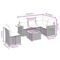 6-delige Loungeset met kussens poly rattan zwart - thumbnail
