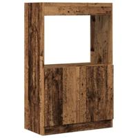 Hoge kast 63x33x100 cm bewerkt hout oud houtkleurig - thumbnail
