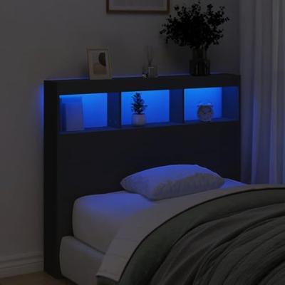 Hoofdbordkast met LED-verlichting 120x17x102 cm zwart