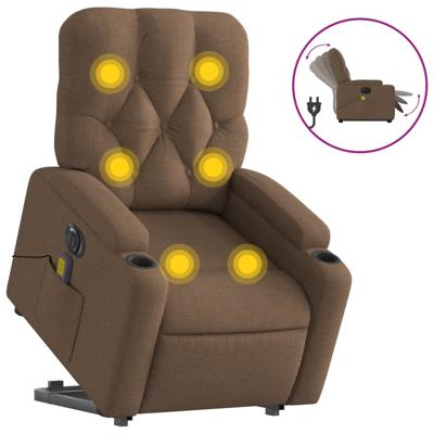Sta-op-massagestoel elektrisch verstelbaar stof bruin - thumbnail