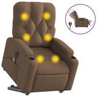 Sta-op-massagestoel elektrisch verstelbaar stof bruin - thumbnail