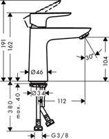 Hansgrohe Talis E wastafelkraan 110 met push open Chroom - thumbnail