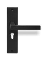 Deurklink Linea zwart basis op langschild PC55 - thumbnail